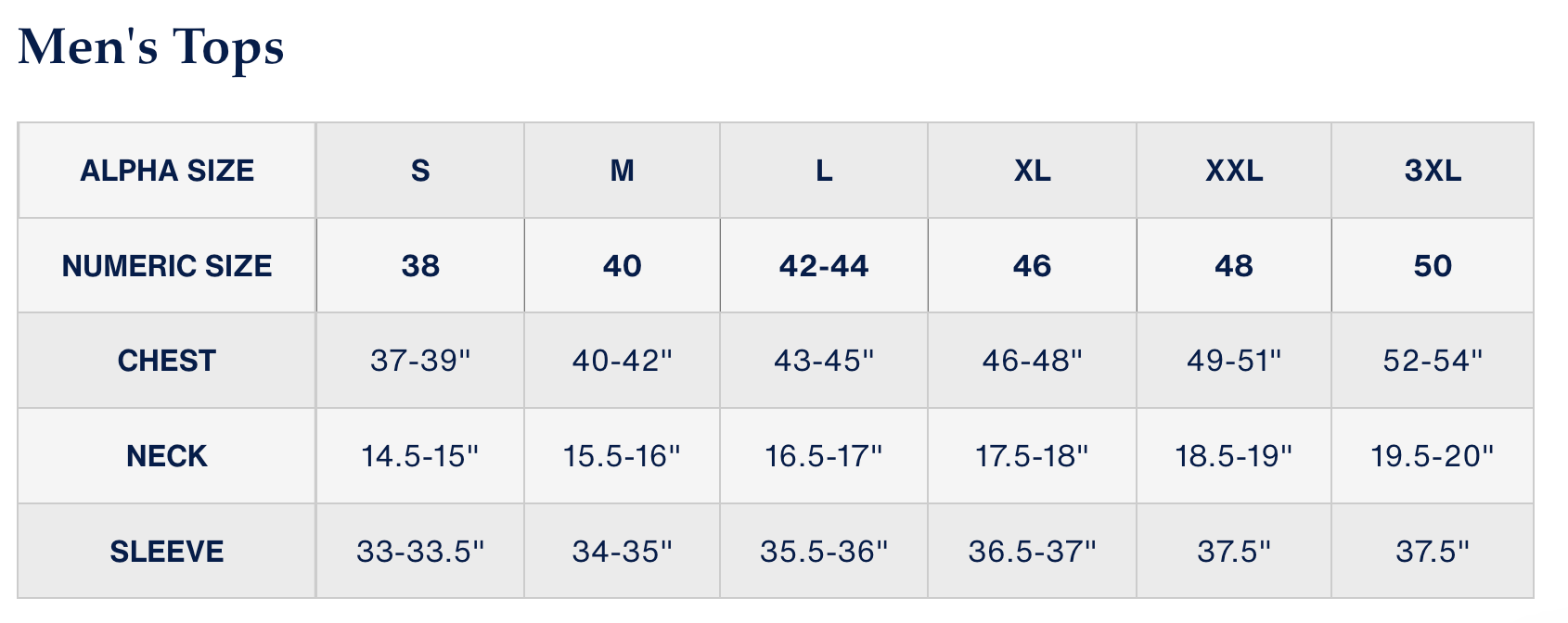 Size Chart